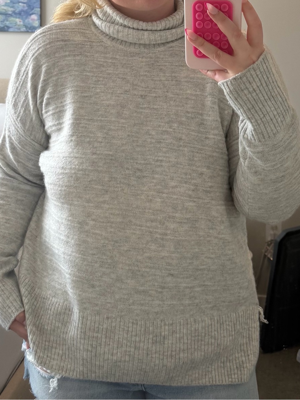 Vince Camuto Light Gray Marled Turtleneck Sweater